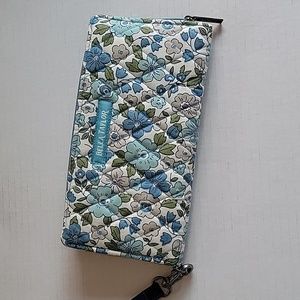 Cash System Wallet with Dividers, Blue and Gray flowers